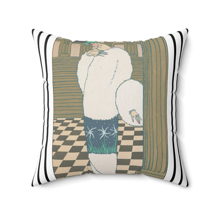 Les Hermines by Georges Lepape Spun Polyester Square Pillow