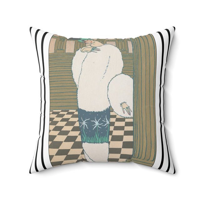 Les Hermines by Georges Lepape Spun Polyester Square Pillow