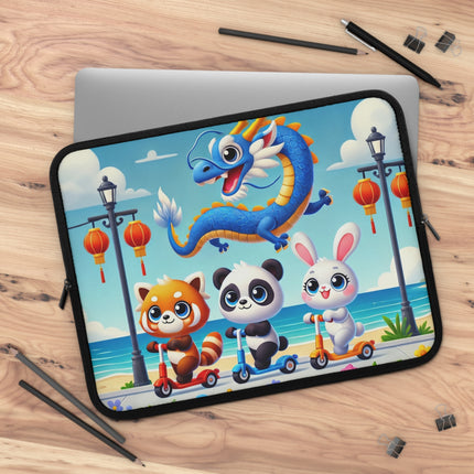 Seaside Scooter Friends Laptop Sleeve – Coastal Fun & Playful Adventure