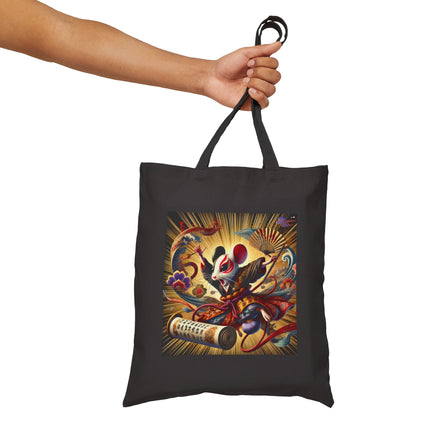 Theatrical Mouse on a Mission Cotton Canvas Tote Bag