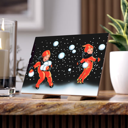 A Festive Snowball Ceramic Tile