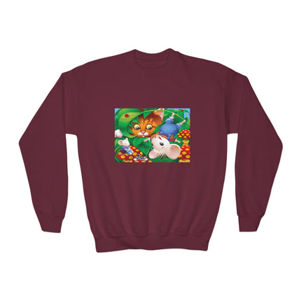 Whimsical Adventure Youth Crewneck Sweatshirt – Playful Journey & Storybook Fun