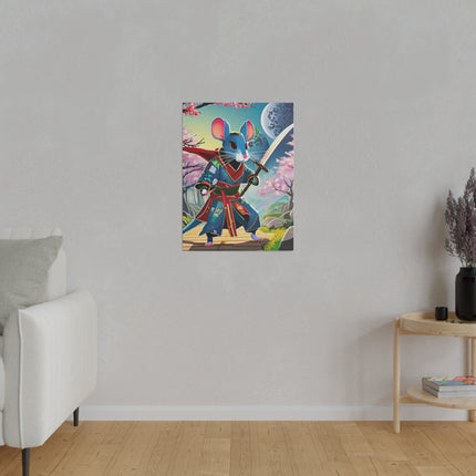 Cyber Samurai Rat Matte Canvas, Stretched, 0.75"