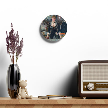 A Bar at the Folies-Bergère by Edouard Manet Acrylic Wall Clock, Round and Square