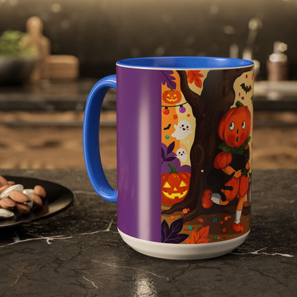 🎃🐈‍⬛ The Pumpkin Child’s Halloween Parade Colorful Mug – Whimsical Storybook Charm