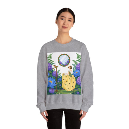 🦜🪷 The Parrot Garden Reflection Crewneck Sweatshirt – Art Deco Fashion Whimsy