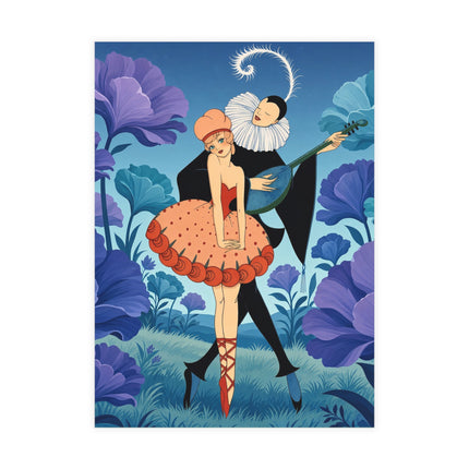 🎭🌺 The Garden Duet Postcards With Envelopes – Art Deco Musical Whimsy