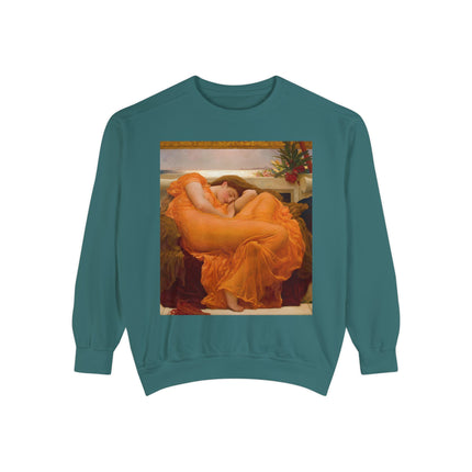 Flaming June by Frederic Leighton Unisex Garment-Dyed Sweatshirt