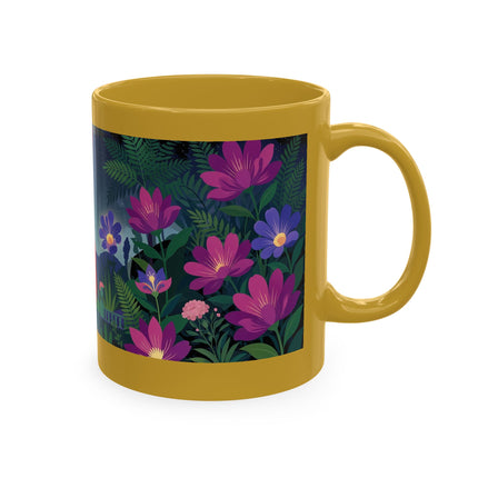 🌙🌺 The Lady Of The Midnight Flower Garden Ceramic Mug – Art Deco Floral Elegance