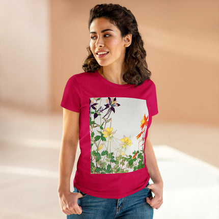 Aquilegia Flowers by Tanigami Kônan Women's Midweight Cotton Tee