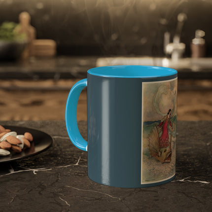 Rita Rides on the Dolphin by Warwick Goble Colorful Mugs, 11oz