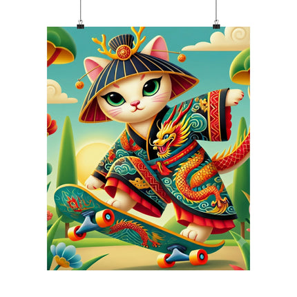 🐉🛹 Dragon Dance on Wheels Matte Vertical Poster – Adventure, Style & Dragon Spirit