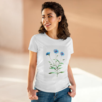 Blue Strawflower by Anselmus Boëtius de Boodt Women's Midweight Cotton Tee