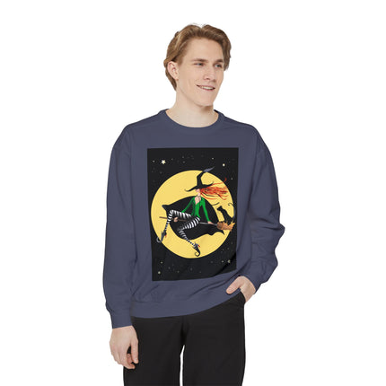 A Witch’s Moonlit Flight Unisex Garment-Dyed Sweatshirt