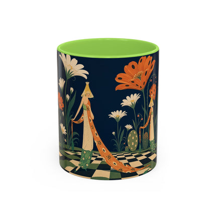 🌼🧡 The Midnight Floral Masquerade Colorful Mug – Art Deco Fashion Fantasy