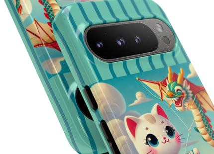 Geisha Kitten and the Dragon Kite Phone Cases
