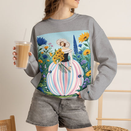 🌻🎀 The Sunflower Garden Bouquet Crewneck Sweatshirt – Art Deco Floral Elegance