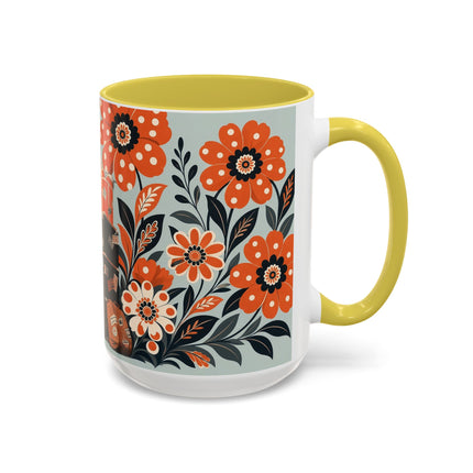 🧳🌼 The Grand Floral Voyage Colorful Mug – Art Deco Travel Elegance