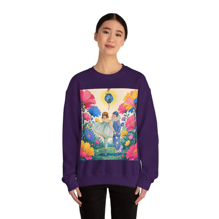 🌸🏮 The Lantern Garden Stroll Crewneck Sweatshirt – Art Deco Floral Whimsy