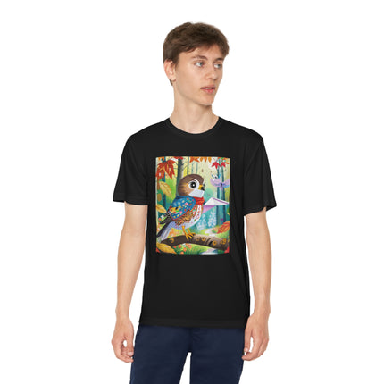 Baby Hawk Plays in Forest Youth Competitor Tee