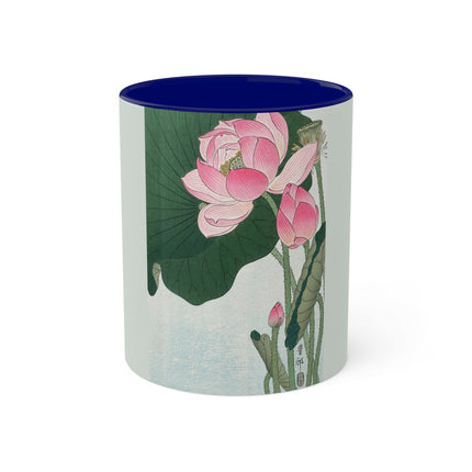 Blooming Lotus Flowers by Ohara Koson Colorful Mugs, 11oz