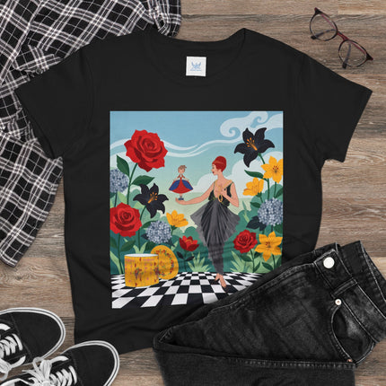🌹🖤 The Rose Garden Dollmaker Cotton Tee – Art Deco Fashion Fantasy