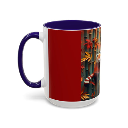 Red Panda at an Autumn Bamboo Grove Colorful Mugs (11oz, 15oz)