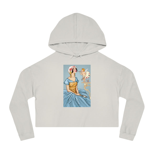 The Enchanting Painter: A Fairy's Artistic Touch Women’s Cropped Hooded Sweatshirt