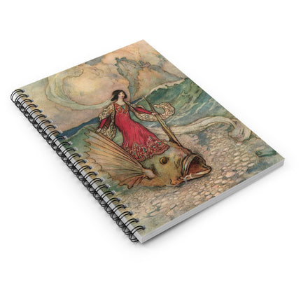 Rita Rides on the Dolphin by Warwick Goble Spiral Notebook - Ruled Line