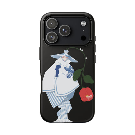 Blue & White Porcelain Geisha Phone Case – Elegant Mystery & Floral Grace