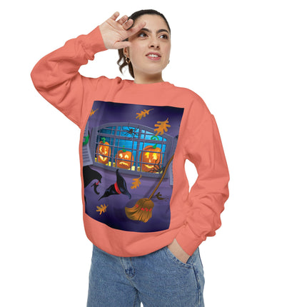 Whimsical Halloween Mischief Unisex Garment-Dyed Sweatshirt