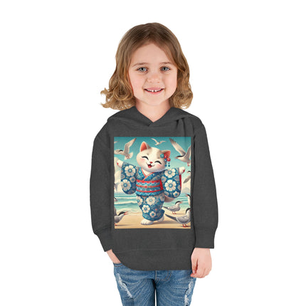 Geisha Kitten by the Seaside Toddler Pullover Fleece Hoodie