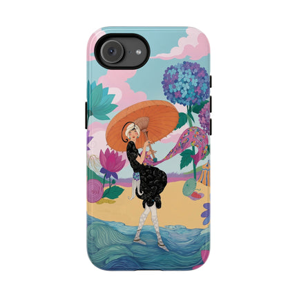🌊☂️ The Lady Of The Flowered Seashore Phone Case – Art Deco Seaside Fashion