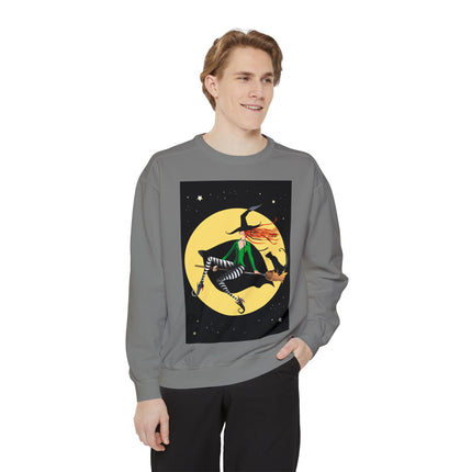 A Witch’s Moonlit Flight Unisex Garment-Dyed Sweatshirt