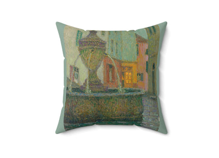 La Fontaine, Saint-Paul De Vence by Henri Le Sidaner Spun Polyester Square Pillow
