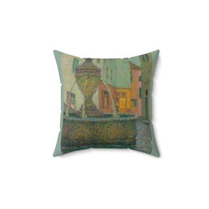 La Fontaine, Saint-Paul De Vence by Henri Le Sidaner Spun Polyester Square Pillow