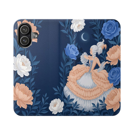 🌙🌸 The Lady Of The Moonlit Flowers Flip Case – Art Deco Floral Reverie