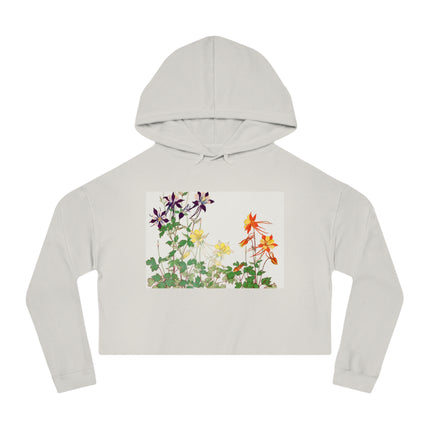 Aquilegia Flowers by Tanigami Kônan Women’s Cropped Hooded Sweatshirt