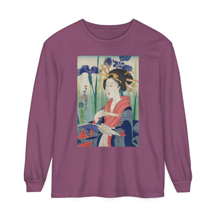 Woman with Bookmark and Book Garment-dyed Long Sleeve T-Shirt