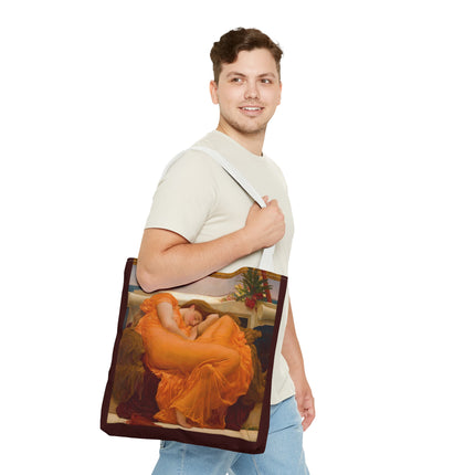 Flaming June by Frederic Leighton Tote Bag (AOP)