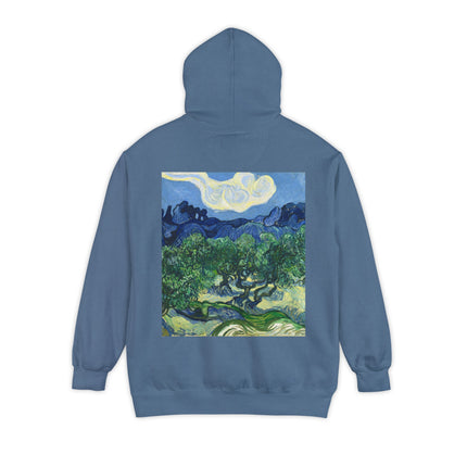 Olive Trees by Vincent Van Gogh Unisex Garment-Dyed Hoodie