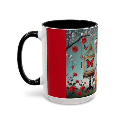 Reading in a Painted Garden Colorful Mugs (11oz, 15oz)