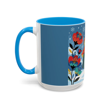 ❤️❄️ The Winter Heart Messenger Colorful Mug – Art Deco Snow Garden Fantasy