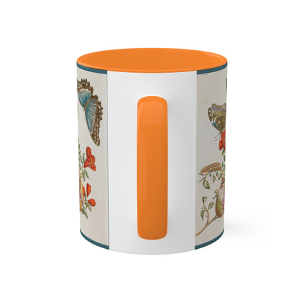 Blue Butterflies and Pomegranate by Maria Sibylla Merian Colorful Mugs, 11oz