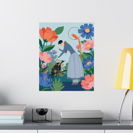 🦜🌺 The Garden Of Curious Birds Matte Vertical Poster – Art Deco Botanical Whimsy