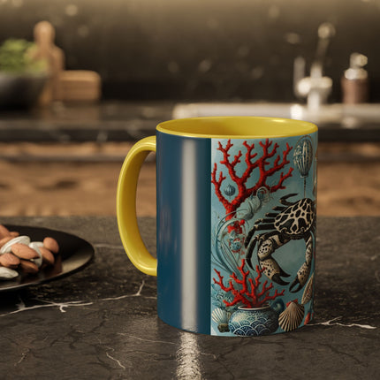 Spotted Crab & Pagoda Colorful Mug – Mystical Ocean & Asian Harmony