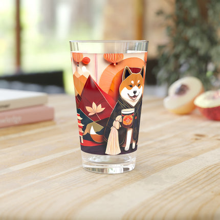 Shiba Inu at an Autumn Harvest Fair Glass, 16oz