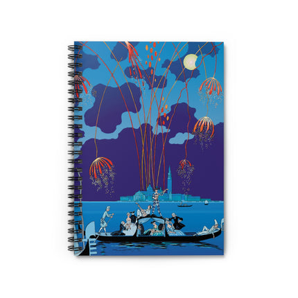 Fireworks in Venice by George Barbier Spiral Notebook - Ruled Line