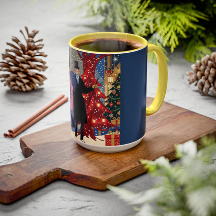 🎩🎄 Christmas Eve Promenade Colorful Mug – Art Deco Holiday Elegance