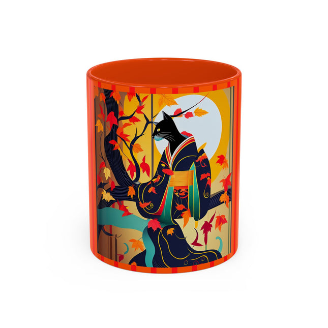 Black Cat in Kimono Colorful Mugs, 11oz